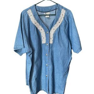Vintage Visage size 2X denim western made in U.S.A. Top.